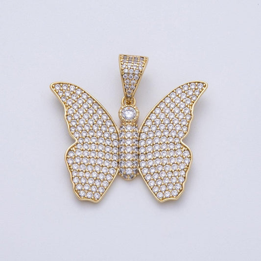 14K Gold Filled 40mm Clear Micro Paved CZ Butterfly Mariposa Animal Pendant Dainty Monarch Charm DIY Jewelry Making Supply | CHARMS-00135