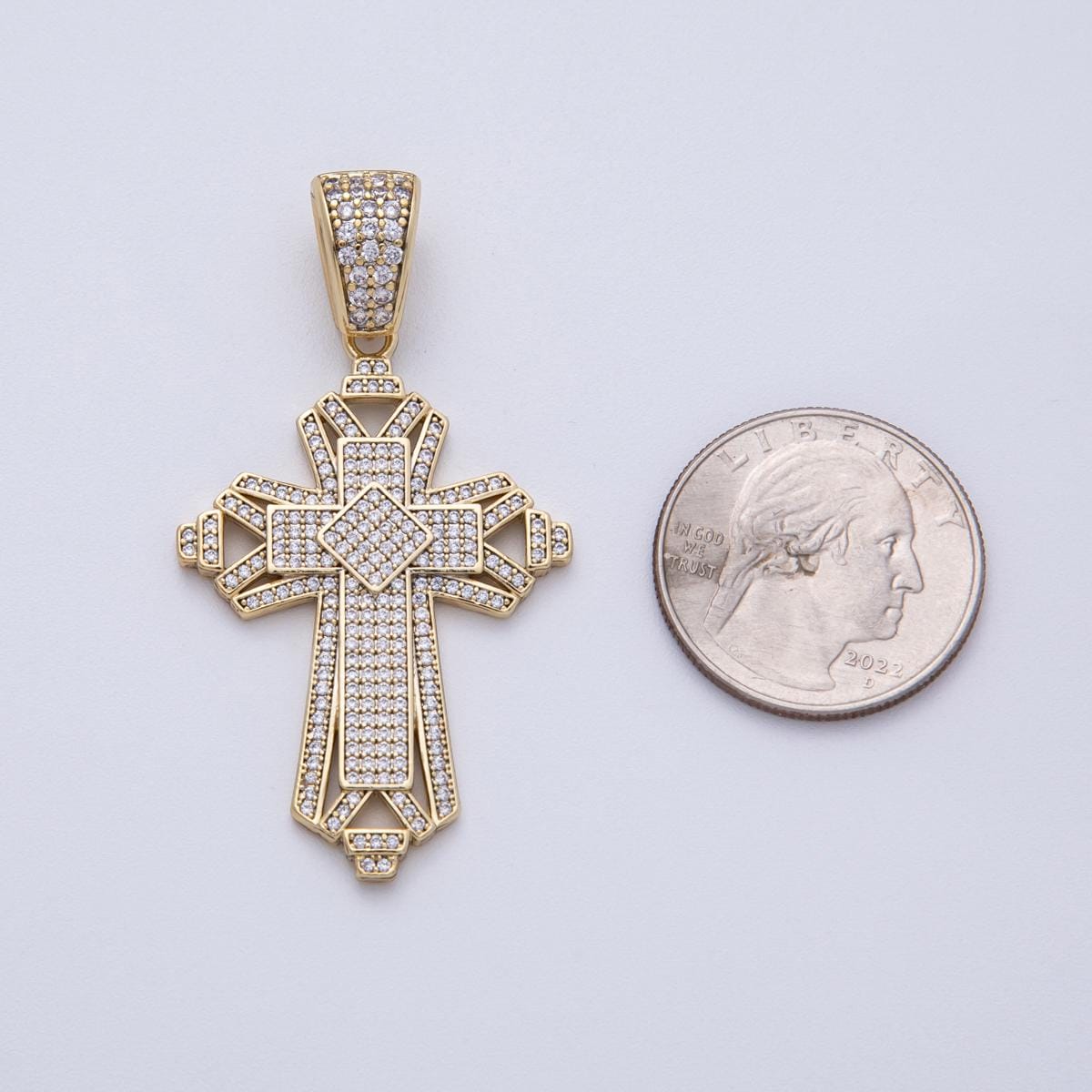 14K Gold Filled 44mm Religious Passion Cross Pendant Edgy Faith Christian Charm DIY Jewelry making for custom necklace | Charms-00136