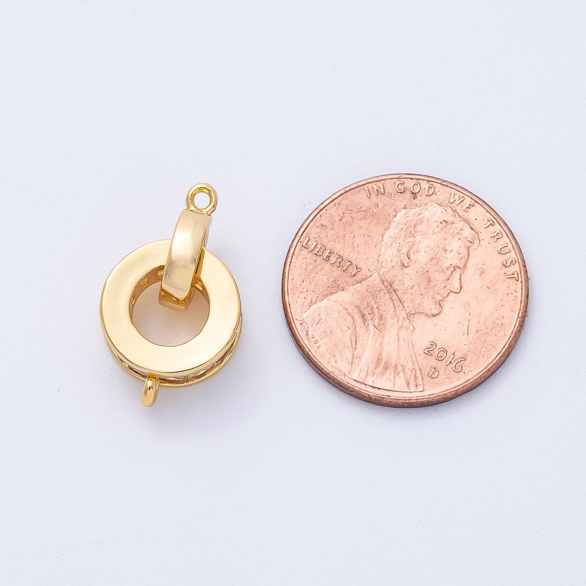 18K Gold Filled 19mm Clear CZ Baguette Round Connector Finding Jewelry Enhancer Clasp DIY Supply Finding for custom | CONNECTORS-00002