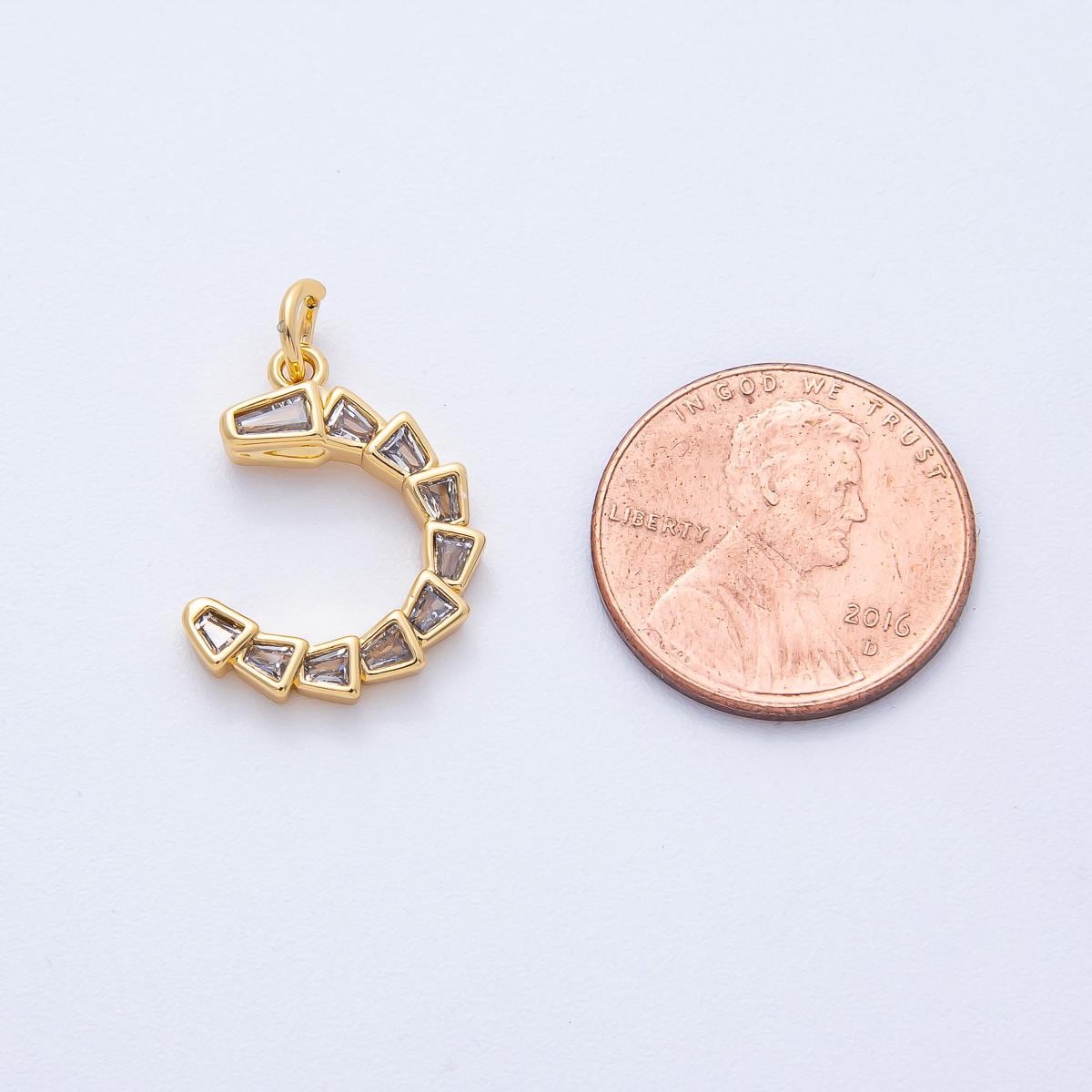 18K Gold Filled 19mm Snake Geometric CZ C-Shaped Charm statement piece DIY Jewelry Supply for custom necklace | Charms-00051