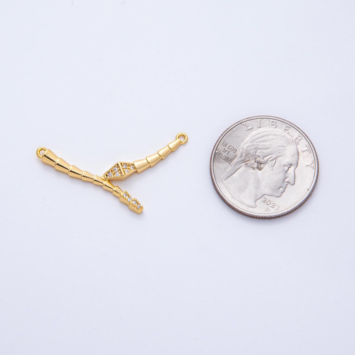 18K Gold Filled 34mm Micro Paved CZ Snake Serpent Connector DIY Jewelry Supply for custom necklace or bracelet | Connectors-00004