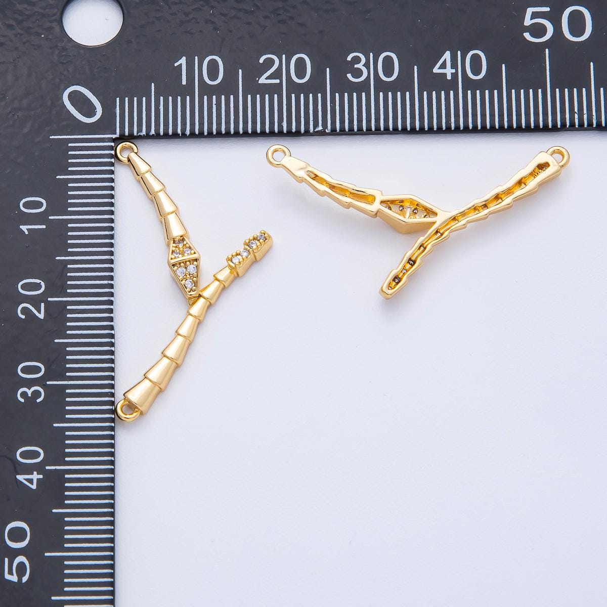 18K Gold Filled 34mm Micro Paved CZ Snake Serpent Connector DIY Jewelry Supply for custom necklace or bracelet | Connectors-00004