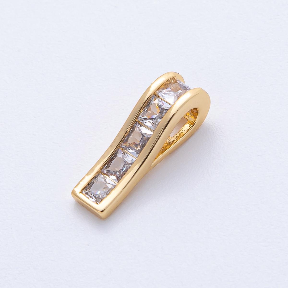 18K Gold Filled 17mm Baguette CZ Whistle Charm Princess-cut style elegant pendant diy jewelry supply for custom necklace | Charms-00090