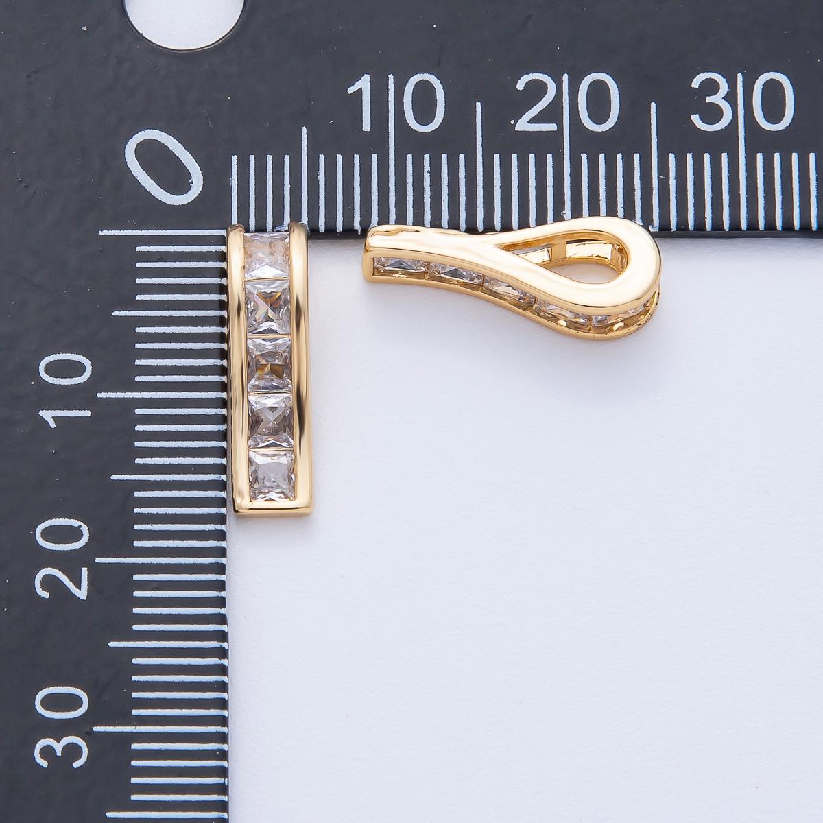 18K Gold Filled 17mm Baguette CZ Whistle Charm Princess-cut style elegant pendant diy jewelry supply for custom necklace | Charms-00090