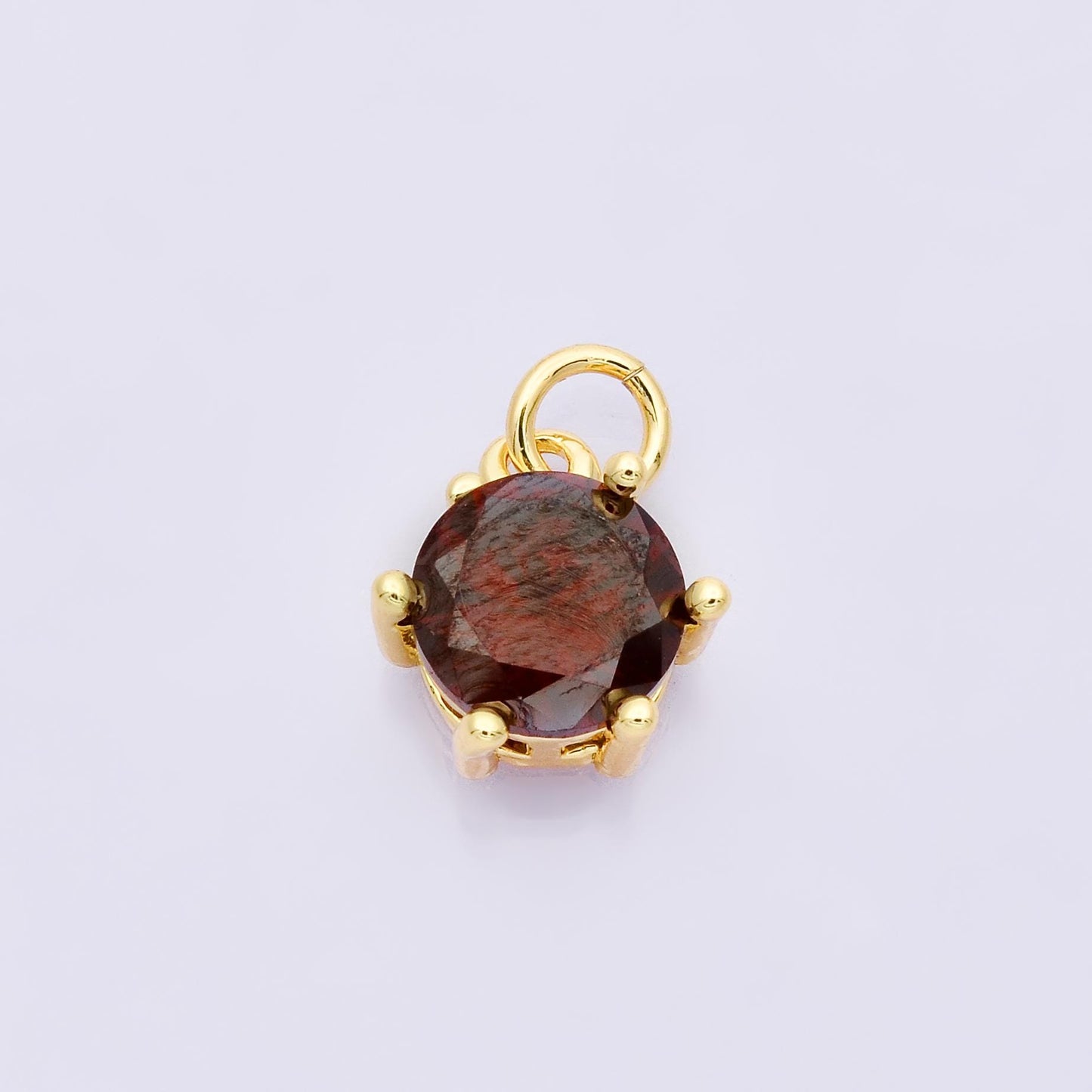 24K Gold Filled CZ Birthstone Charms Round Solitaire Pendant Dainty Minimalist Necklace DIY Custom Jewelry Making Supply | CHARMS-00173