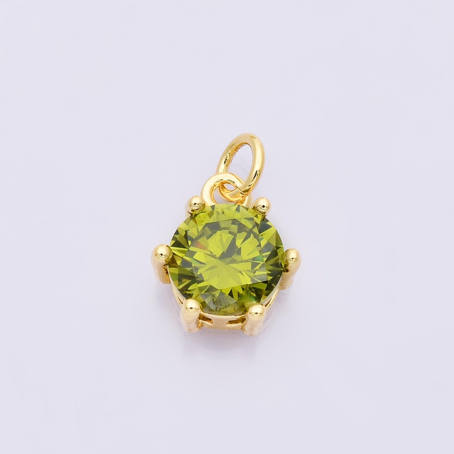24K Gold Filled CZ Birthstone Charms Round Solitaire Pendant Dainty Minimalist Necklace DIY Custom Jewelry Making Supply | CHARMS-00173