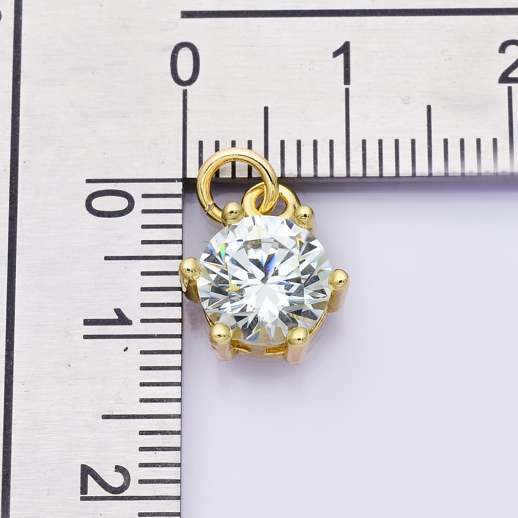 24K Gold Filled CZ Birthstone Charms Round Solitaire Pendant Dainty Minimalist Necklace DIY Custom Jewelry Making Supply | CHARMS-00173