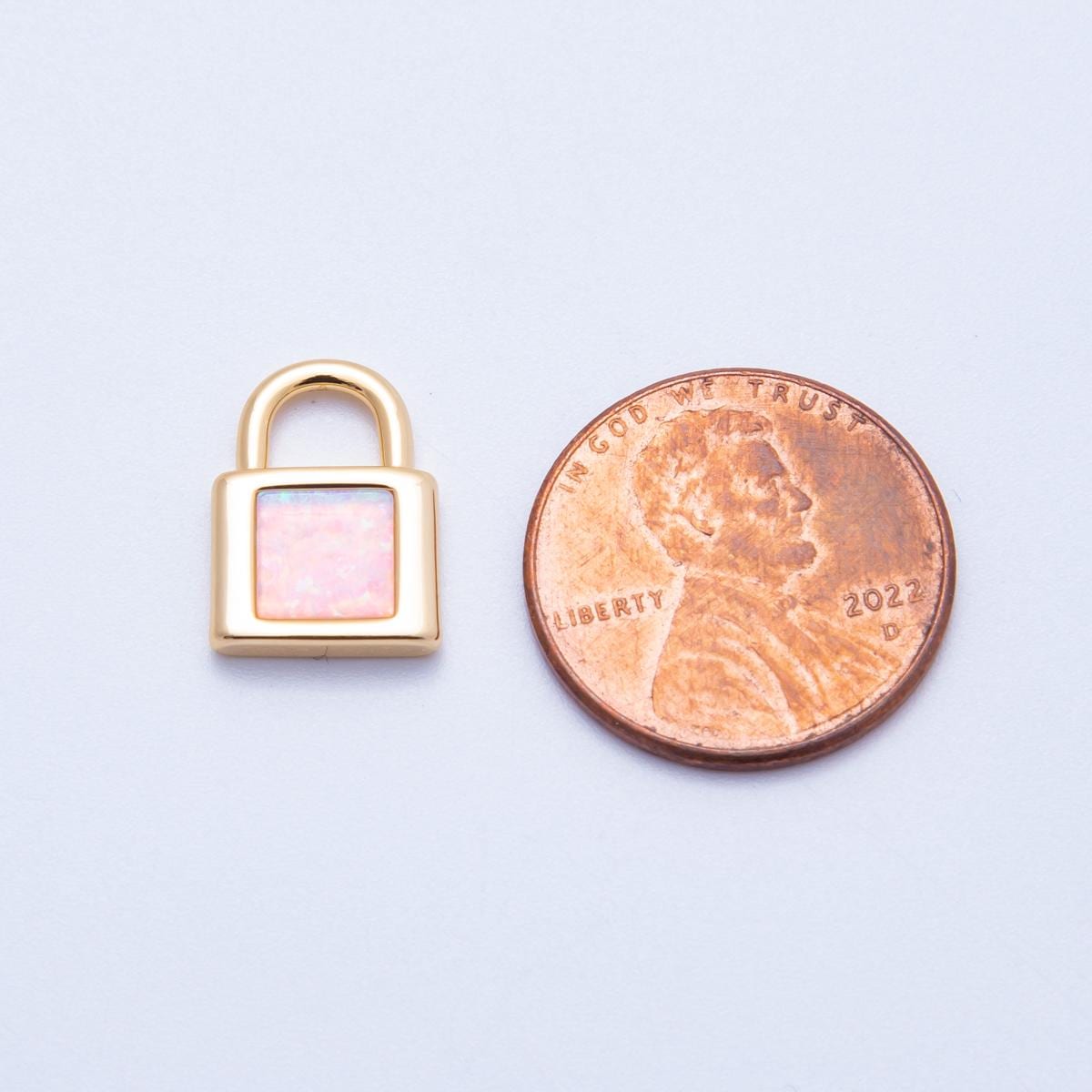 18k gold filled pink and purple opal padlock pendant dainty lock charm DIY Jewelry making supply custom necklace and bracelet | CHARMS-00164