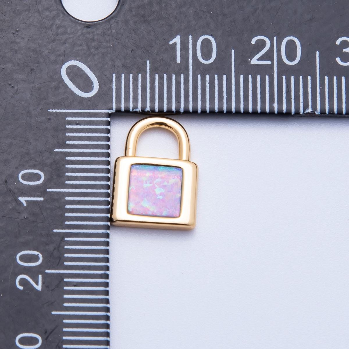 18k gold filled pink and purple opal padlock pendant dainty lock charm DIY Jewelry making supply custom necklace and bracelet | CHARMS-00164