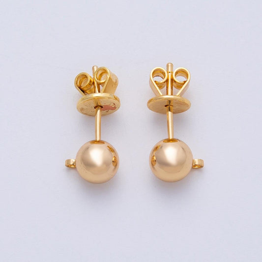 Gold Filled Ball Stud Earrings with Loop, Jewelry Making 6mm Earring Supply | Findings-00035