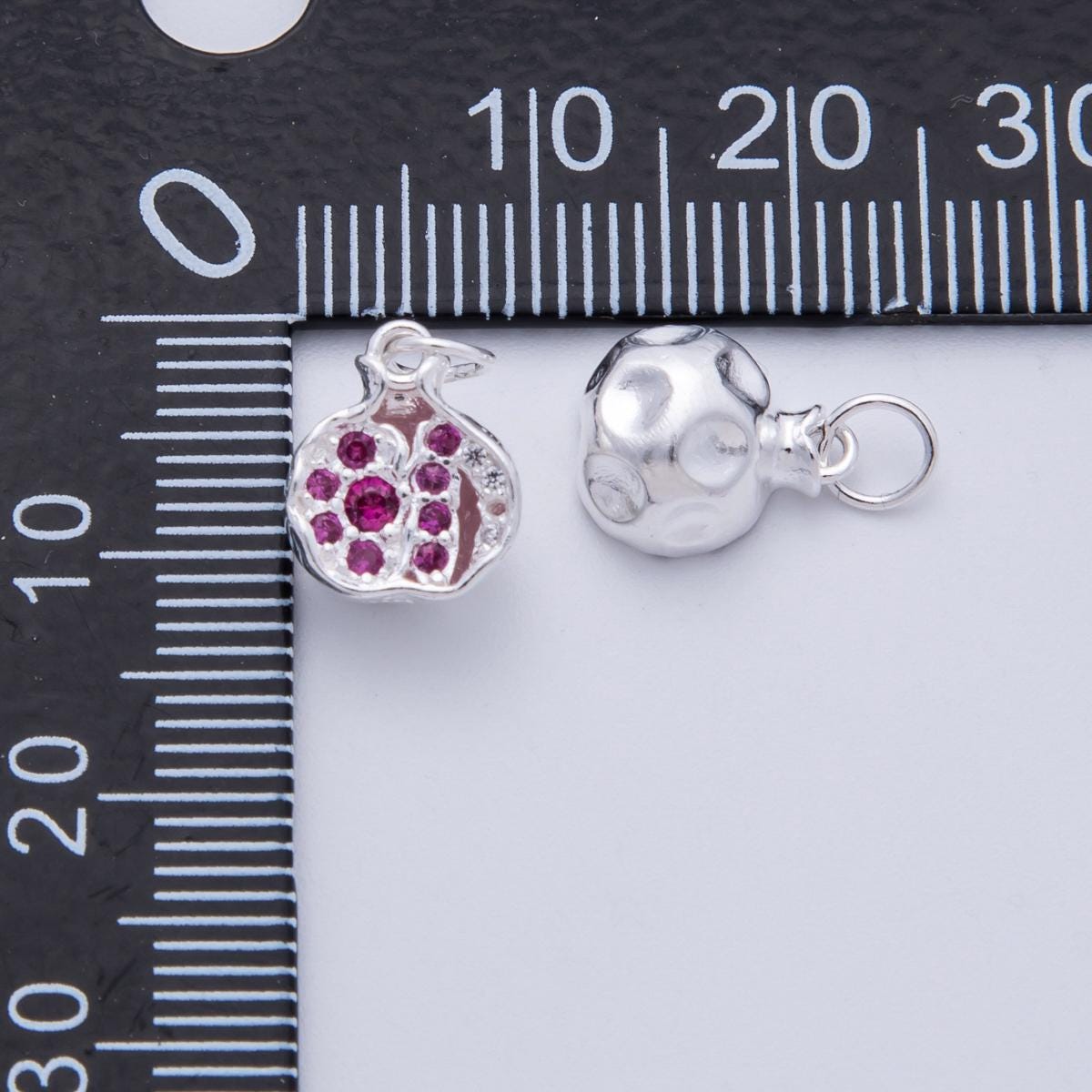 S925 Sterling Silver 11mm Micro Paved CZ Pomegranate Charm Fruit pendant DIY Jewelry Making Supply for custom necklace | SL-710