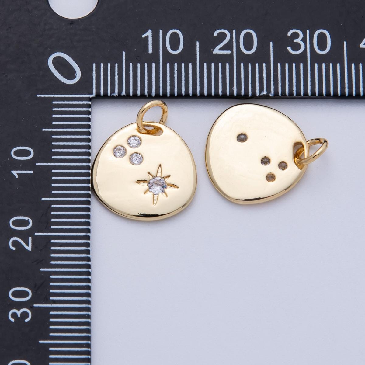 18K Gold Filled 14.3mm Clear CZ Cluster Star Round Charm celestial starburst pendant DIY Jewelry Making Supply for necklace | Charms-00057