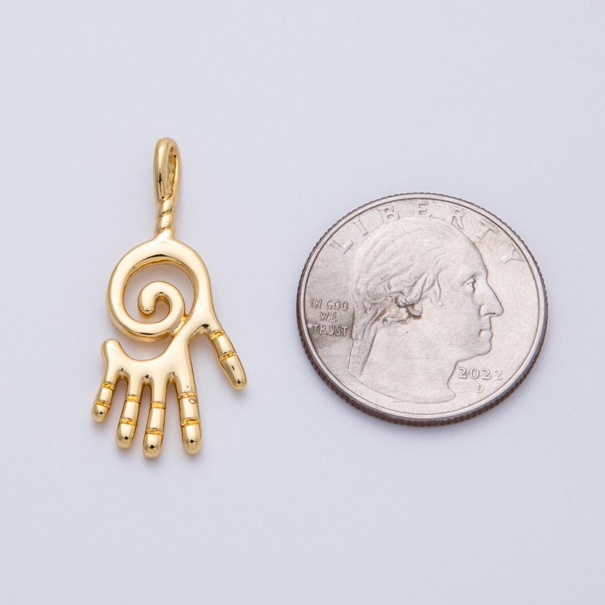 18K Gold Filled 33mm Minimalist Circular Palm Hand Print Pendant Healing Energy Unique Pendant DIY Jewelry Supply necklace | Charms-00093