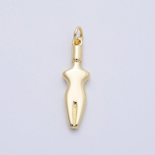 18K Gold Filled 26mm Minimalist Body Model Charm goddess torso charm women empowerment jewelry supply gift idea for her | Charms-00058