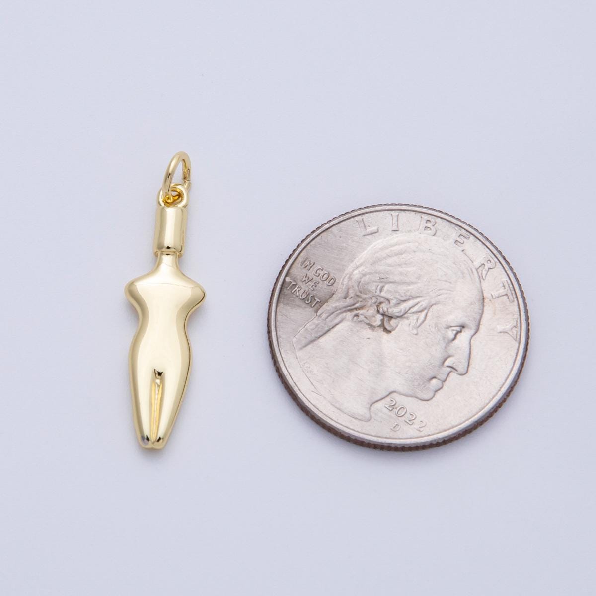 18K Gold Filled 26mm Minimalist Body Model Charm goddess torso charm women empowerment jewelry supply gift idea for her | Charms-00058