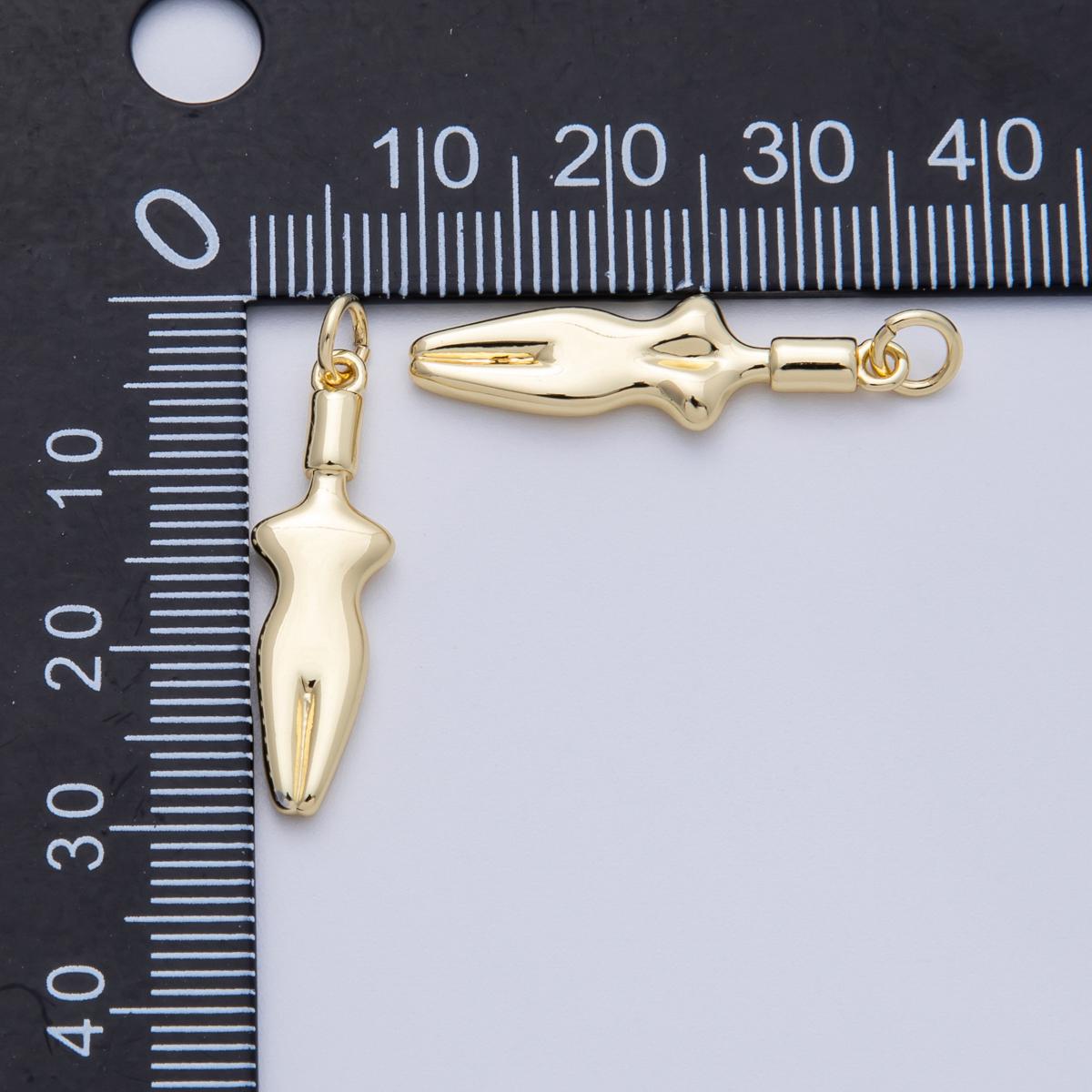 18K Gold Filled 26mm Minimalist Body Model Charm goddess torso charm women empowerment jewelry supply gift idea for her | Charms-00058