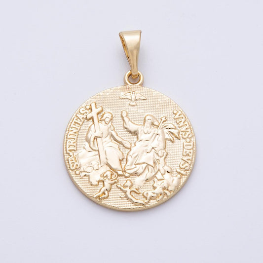 28.6mm Holy Trinity Medal Pendant 14k gold filled Catholic Religious Jewelry Supply Christian Necklace Bracelet Charm Supply | CHARMS-00075