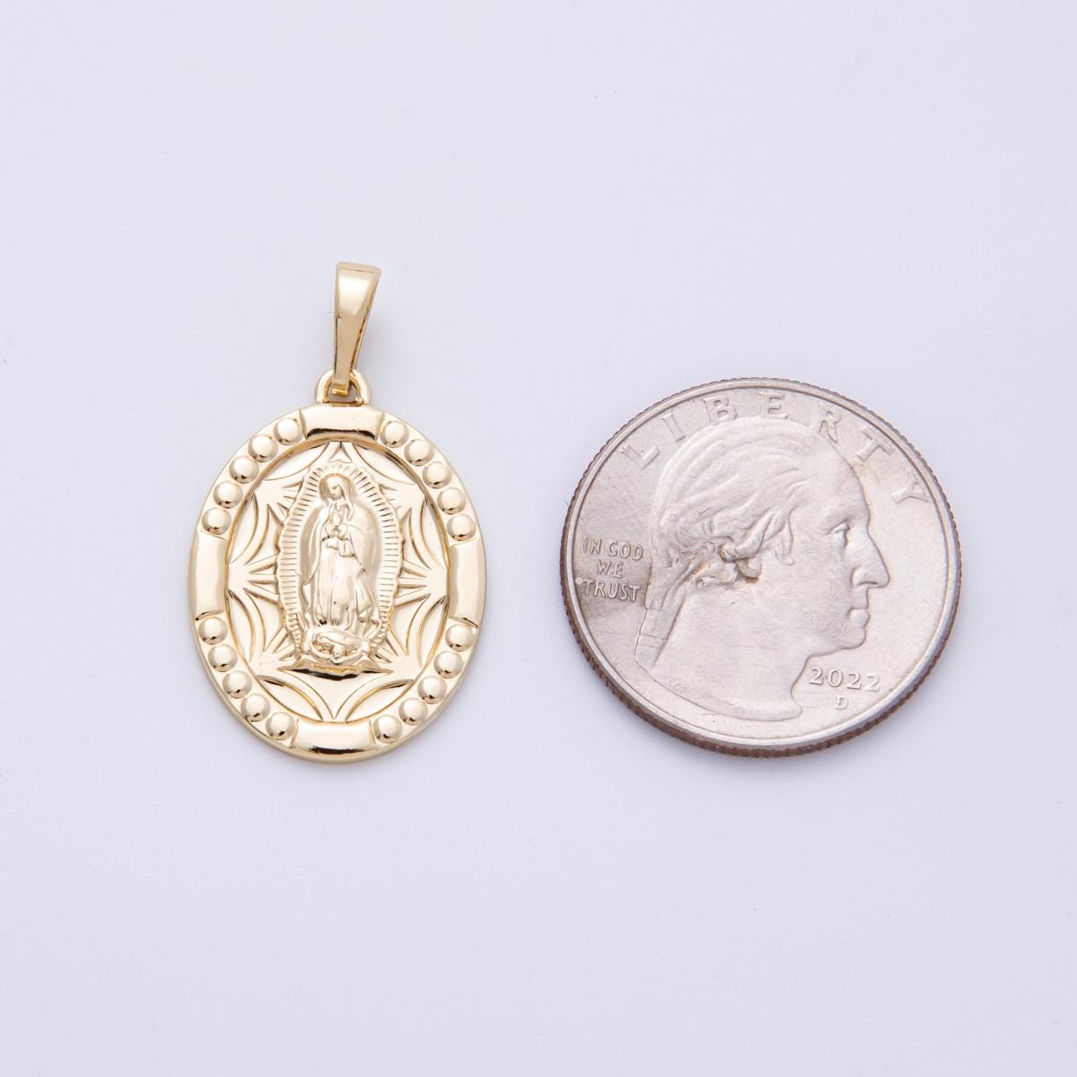 25.1 mm 14k gold filled Our Lady of Guadalupe Catholic Religious Charm Christian Necklace and Bracelet Charm Jewelry Supply | CHARMS-00073