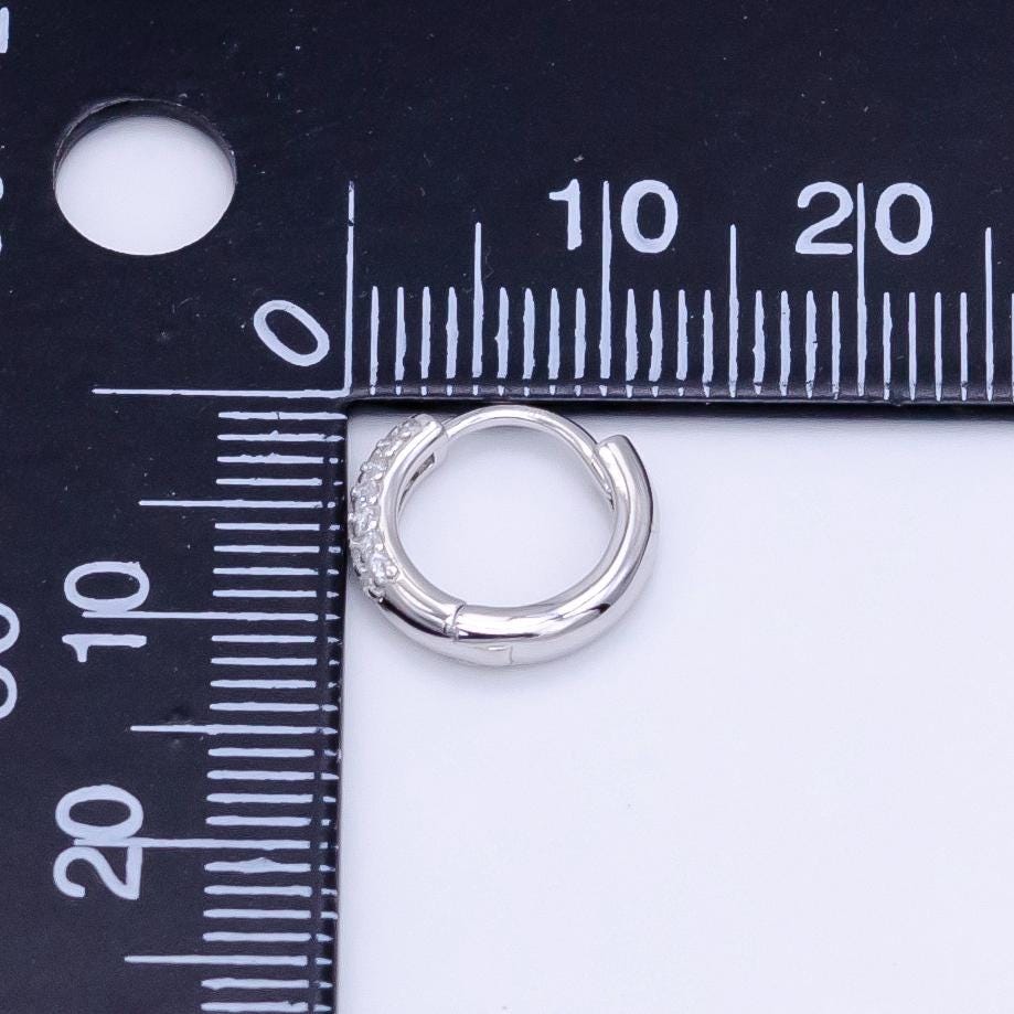 S925 Sterling Silver 12mm Micro Paved CZ Huggie Earrings | SL-493