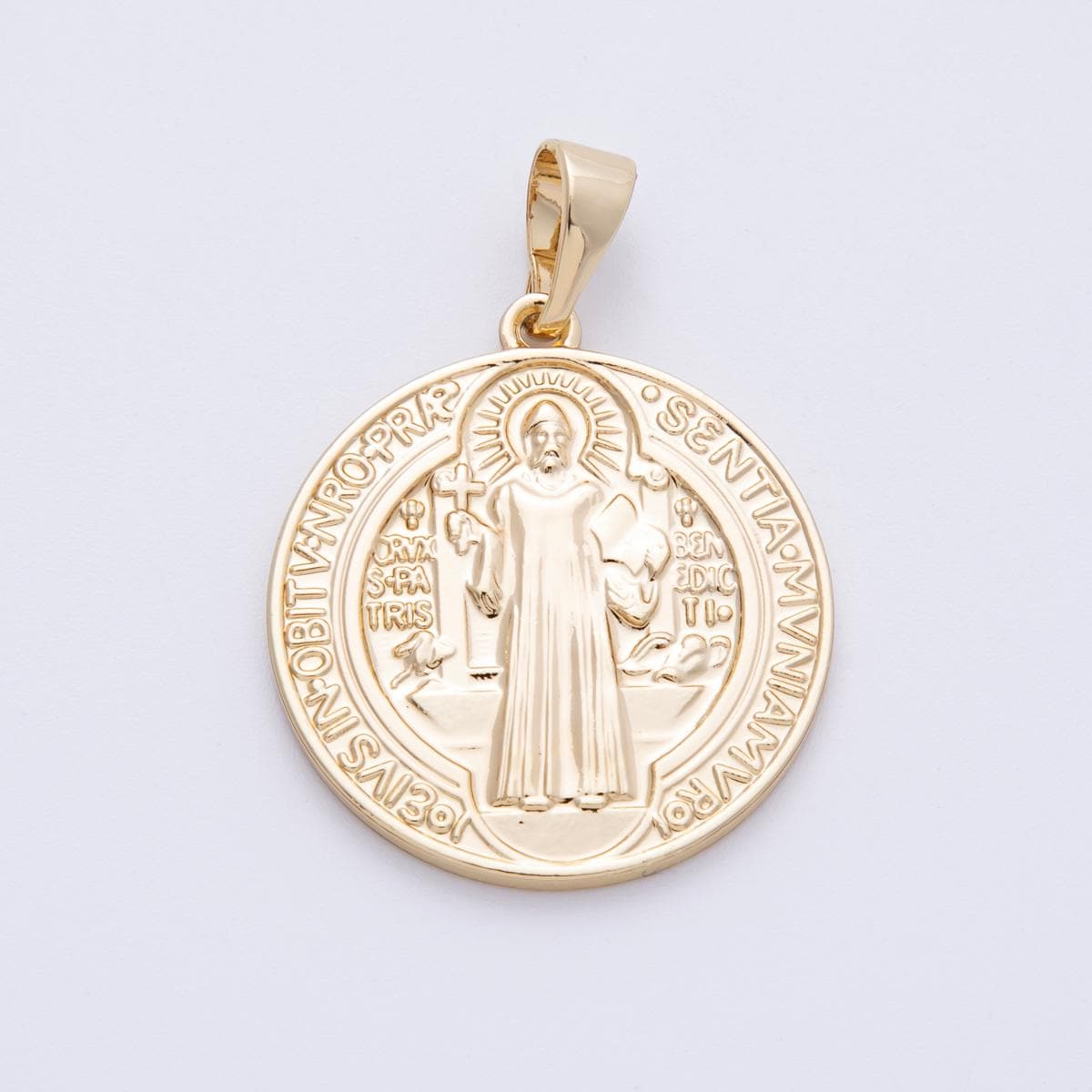 28mm 14k gold filled Saint Benedict Medal Pendant Catholic Religious Jewelry Gift for Him Her Protection Confirmation Baptism | CHARMS-00070