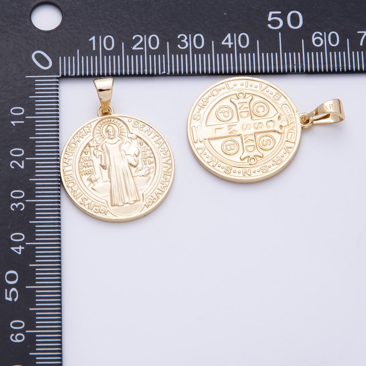 28mm 14k gold filled Saint Benedict Medal Pendant Catholic Religious Jewelry Gift for Him Her Protection Confirmation Baptism | CHARMS-00070