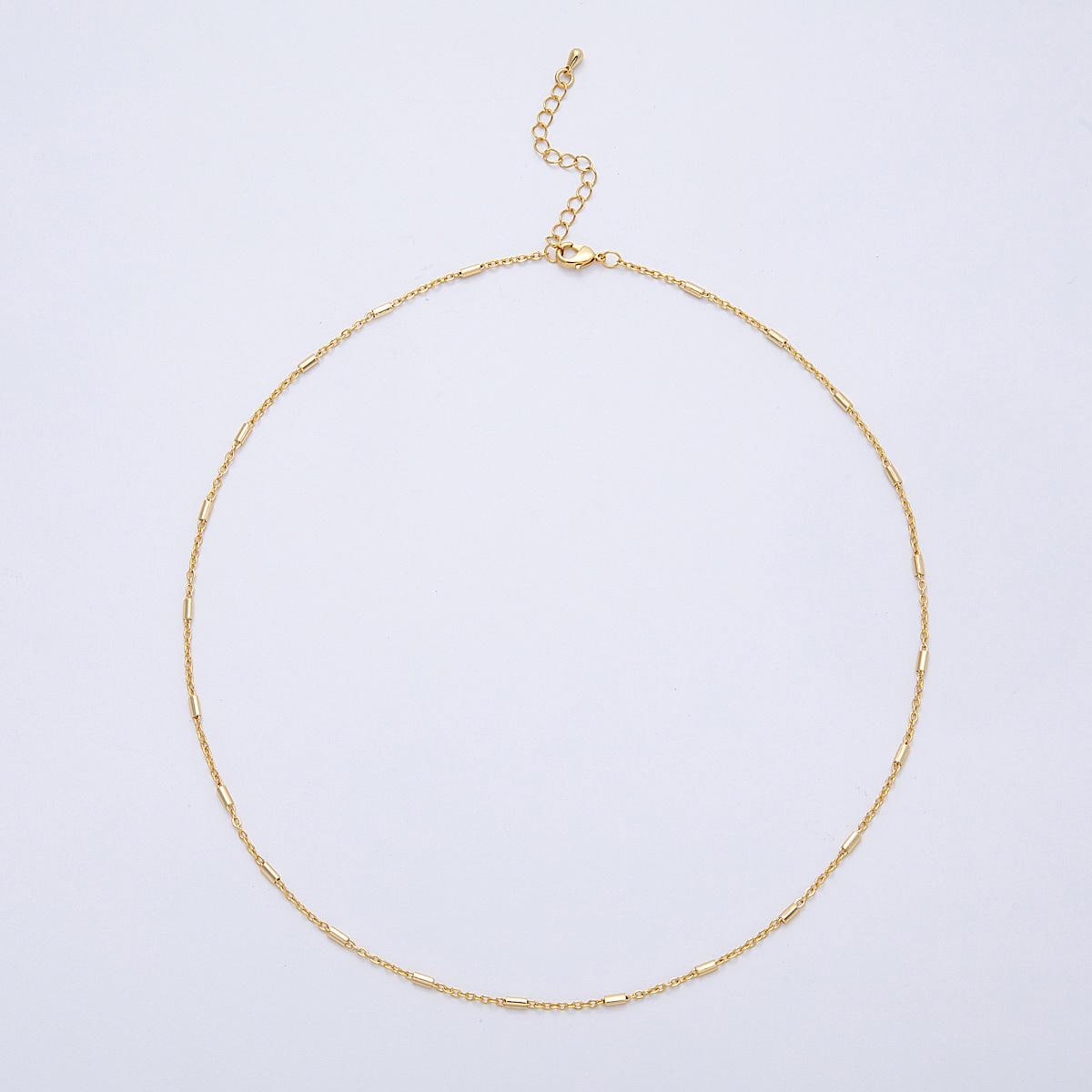 PVD Gold Plated Stainless Steel Satellite Chain Necklace, Dainty Tube Link 18, 19.85 Inch long WA-4142