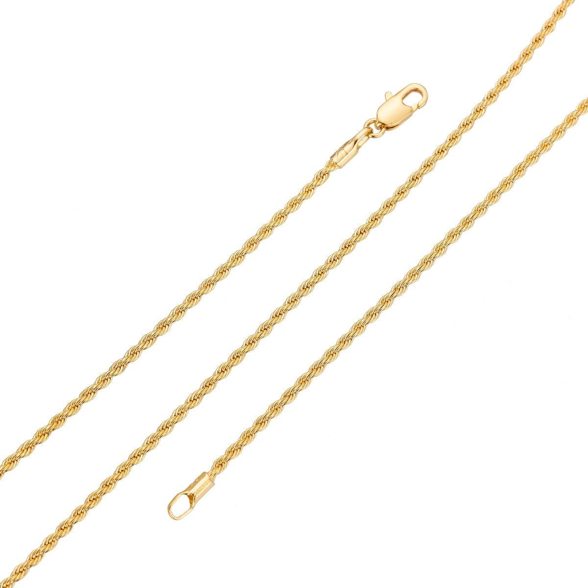 24K Gold Filled Rope Chain Necklace 23.5 inch Rope Finished Necklace For Jewelry Making | CN-072