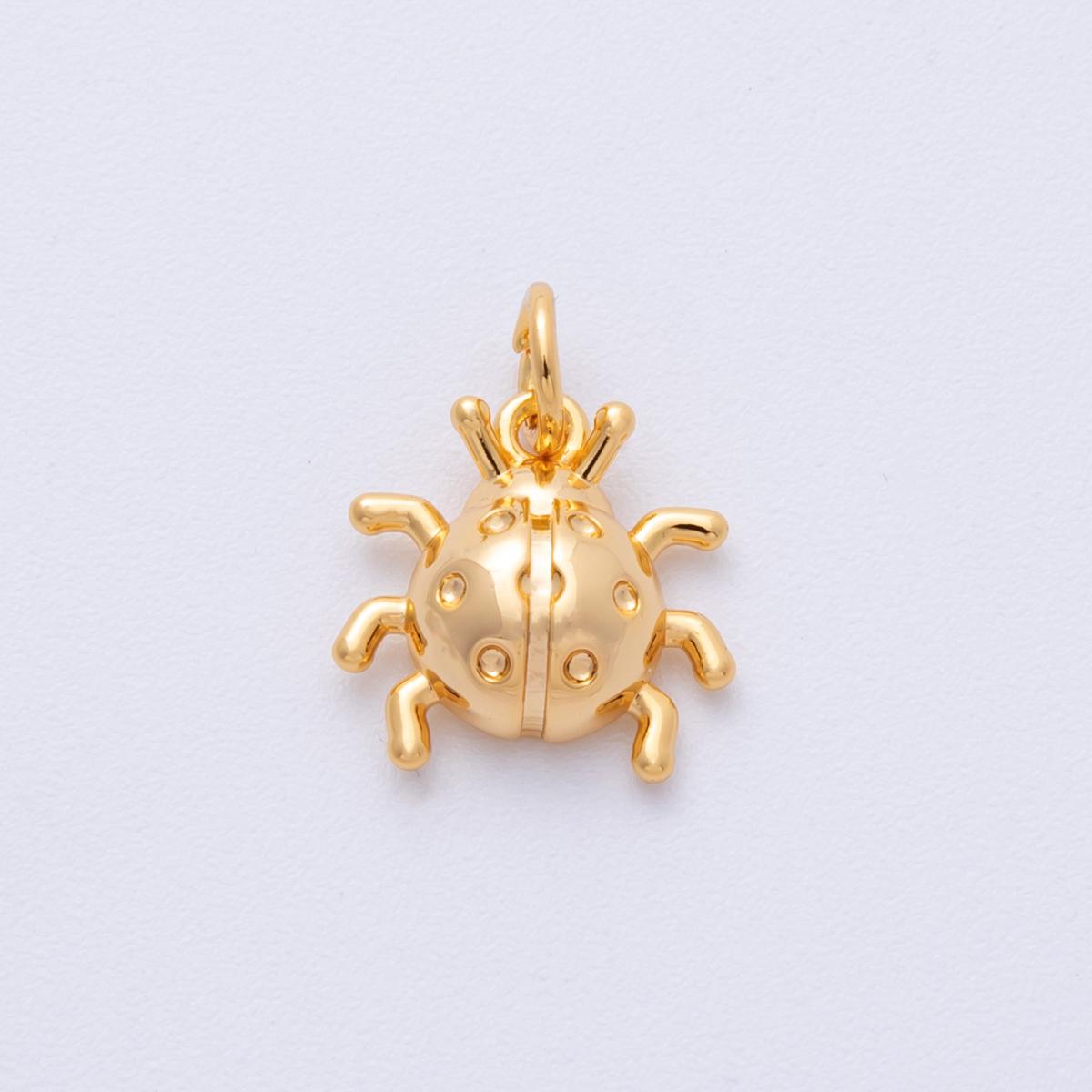 Small Gold lady bug charm Tiny animal charm bracelet necklace pendant earring component supply Charms-00120