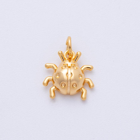 Small Gold lady bug charm Tiny animal charm bracelet necklace pendant earring component supply Charms-00120