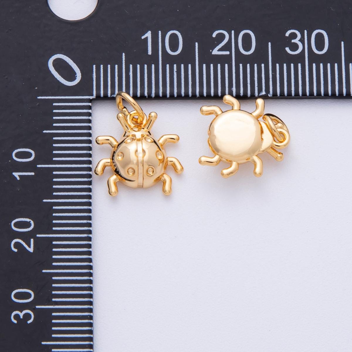 Small Gold lady bug charm Tiny animal charm bracelet necklace pendant earring component supply Charms-00120