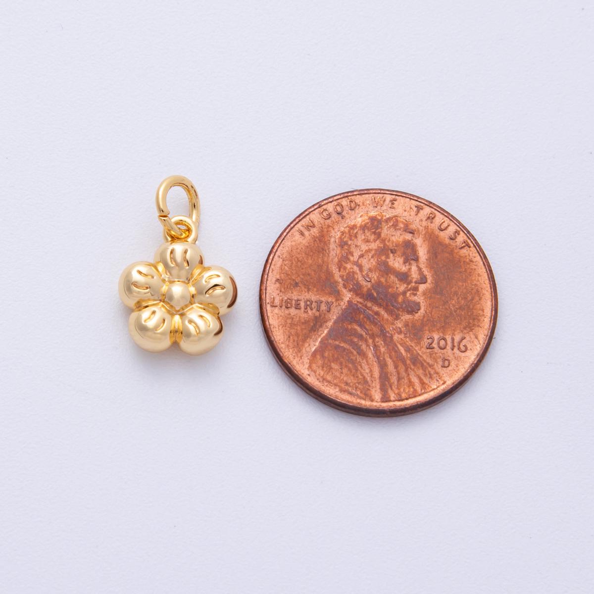 Small Gold Flower charm Tiny Floral charm bracelet necklace pendant earring component supply Charms-00119