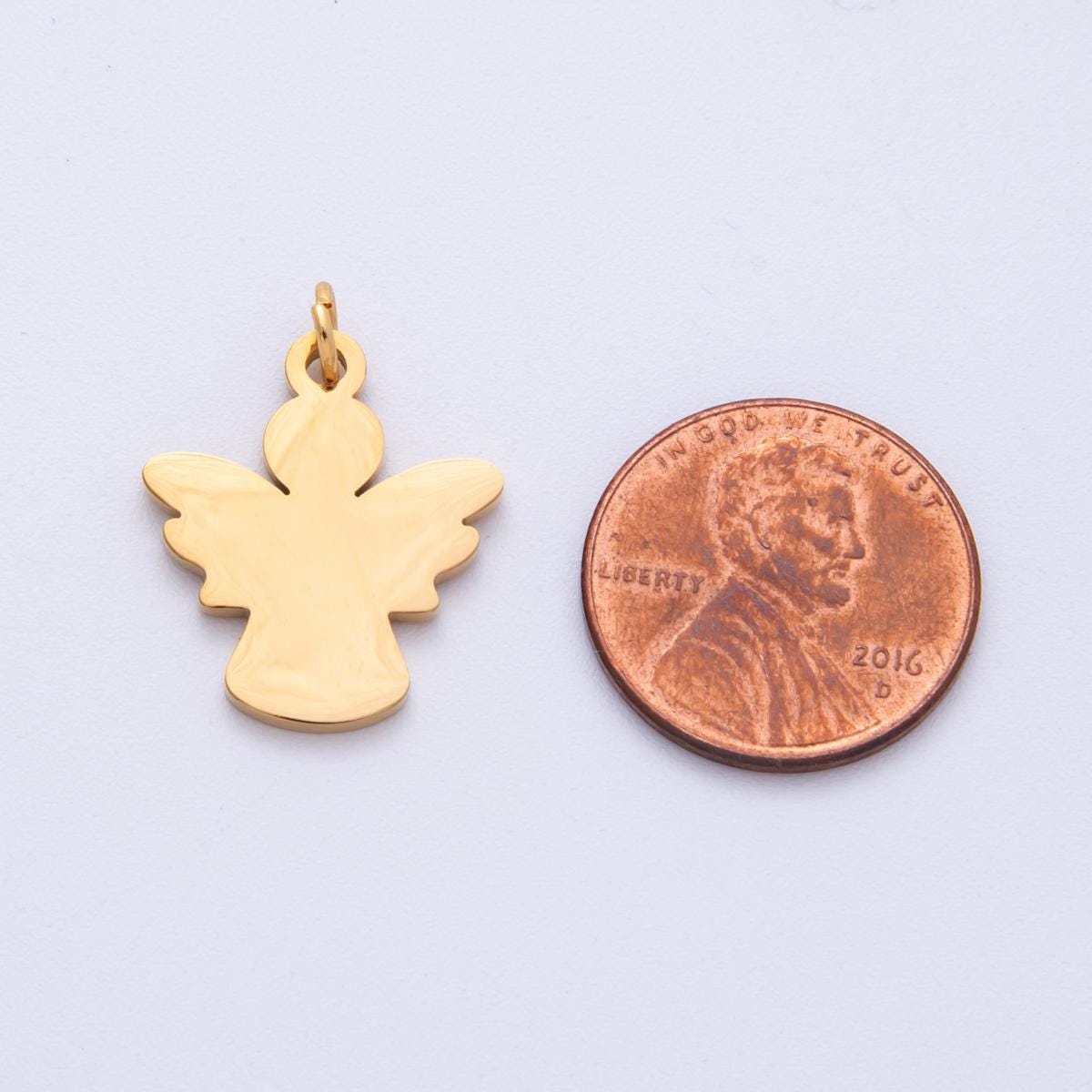 Stainless Steel 20mm Angel Silhouette Minimalist Charm in Gold & Silver Minimalist Guardian Angel Pendant for Jewelry Making | Charms-00097