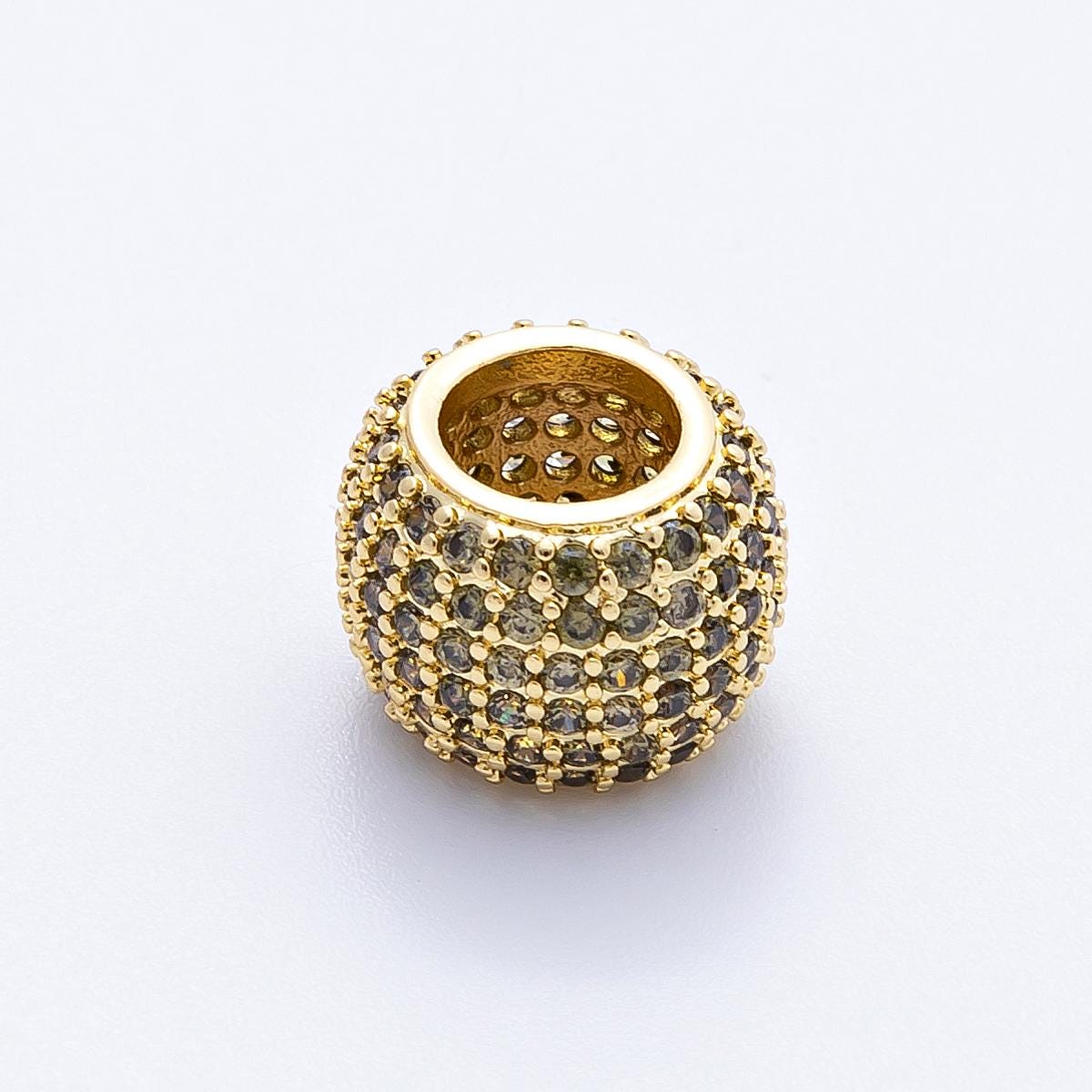 16K Gold Filled 9mm Purple, Clear, Green, Blue, Fuchsia Micro Paved CZ Rondelle Bead DIY Jewelry Making Supply for bracelets | Beads-00039