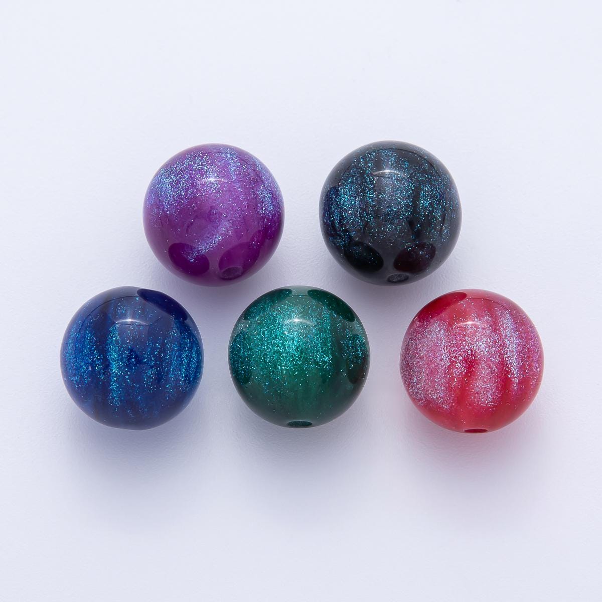 10pcs 16mm Multi Color Glitter Resin Round Beads Set DIY Jewelry Supply Finding for Custom Necklace & Bracelet | Beads-00034