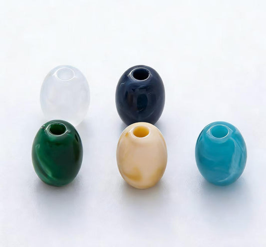 10pcs 18mm Dark Blue Marble Resin Oval Beads Set DIY Jewelry Supply Finding for Custom Necklace & Bracelet Making | Beads-00029