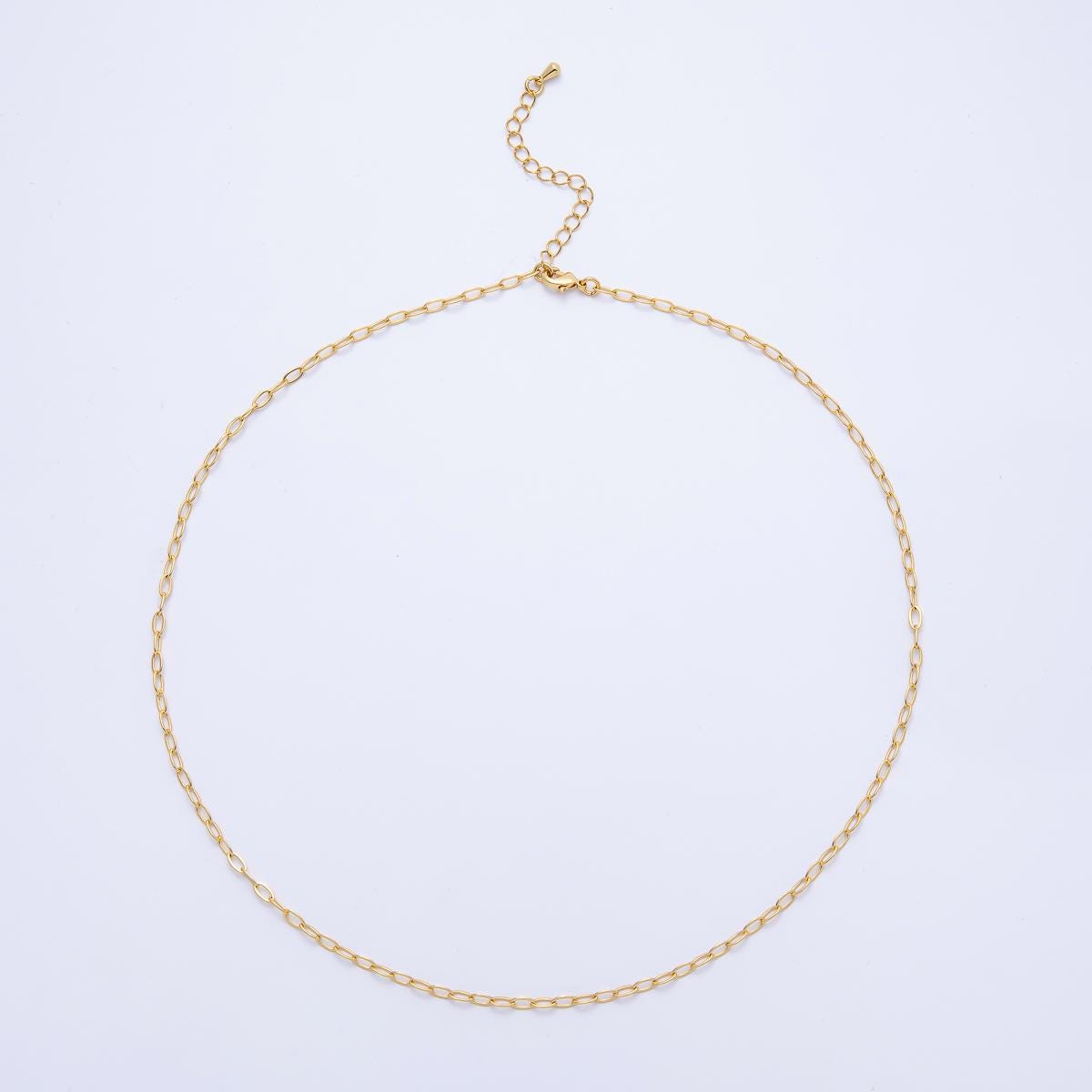 Gold Stainless steel 5mm Oval Cable Chain 18 inch layering chain necklace | WA-4066
