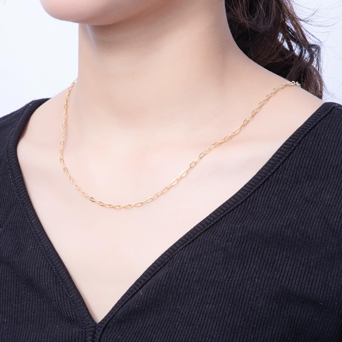 Gold Stainless steel 5mm Oval Cable Chain 18 inch layering chain necklace | WA-4066
