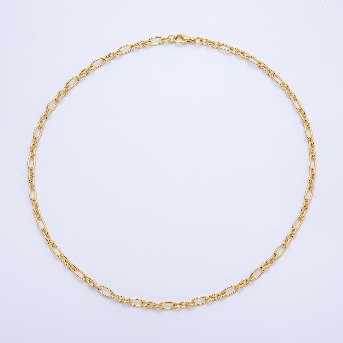Gold Stainless steel Figure Eight Cable Chain 18 inch layering chain necklace | WA-4068