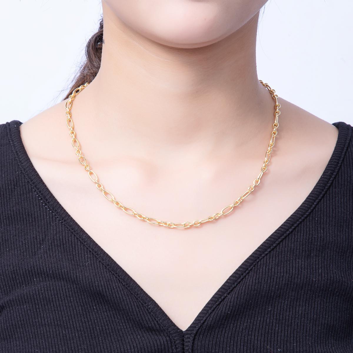 Gold Stainless steel Figure Eight Cable Chain 18 inch layering chain necklace | WA-4068