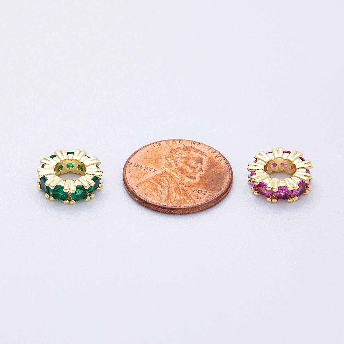 11mm Sparkling 16k gold filled multicolor CZ rondelle spacer beads DIY Jewelry Making Supply for custom bracelet necklace | BEADS-00064