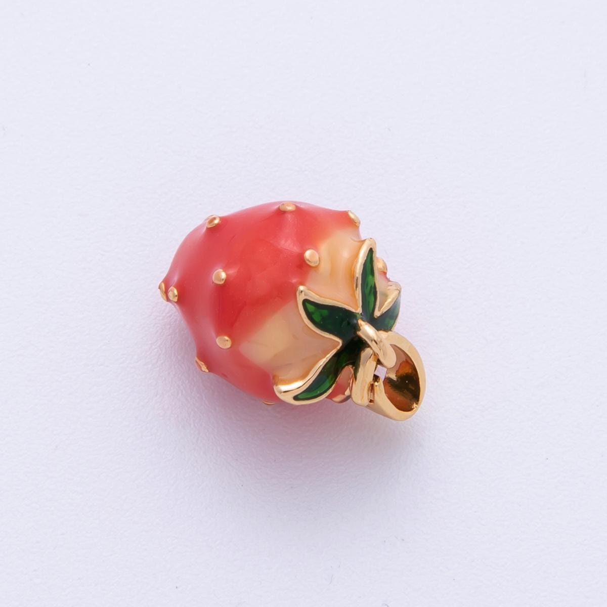 18K Gold Filled 15mm Ceramic Strawberry Fruit 3D Multidimensional Pendant Minimalist Summer Jewelry Supply Gift Idea | Charms-00114