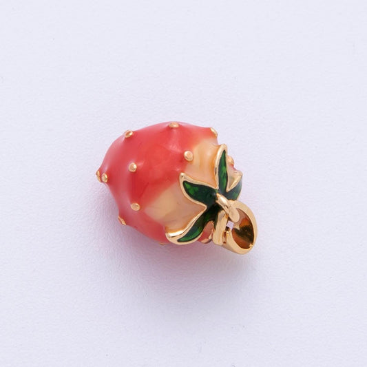 18K Gold Filled 15mm Ceramic Strawberry Fruit 3D Multidimensional Pendant Minimalist Summer Jewelry Supply Gift Idea | Charms-00114