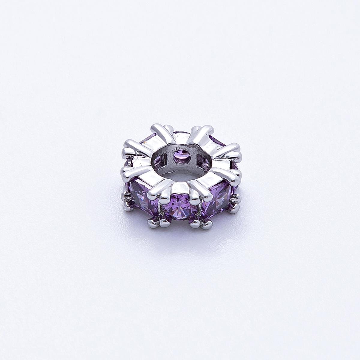 10mm Sparkling multicolor CZ rondelle spacer beads DIY Jewelry Making Supply for custom bracelet necklace for diy jewelry | BEADS-00077