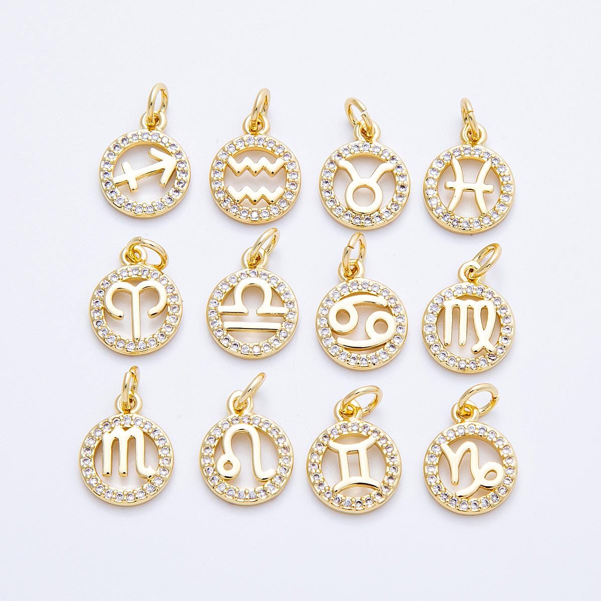 13.4mm small zodiac charms 16k gold filled charm astrological zodiac signs, zodiac symbols add on pendant earring horoscope | CHARMS-00234