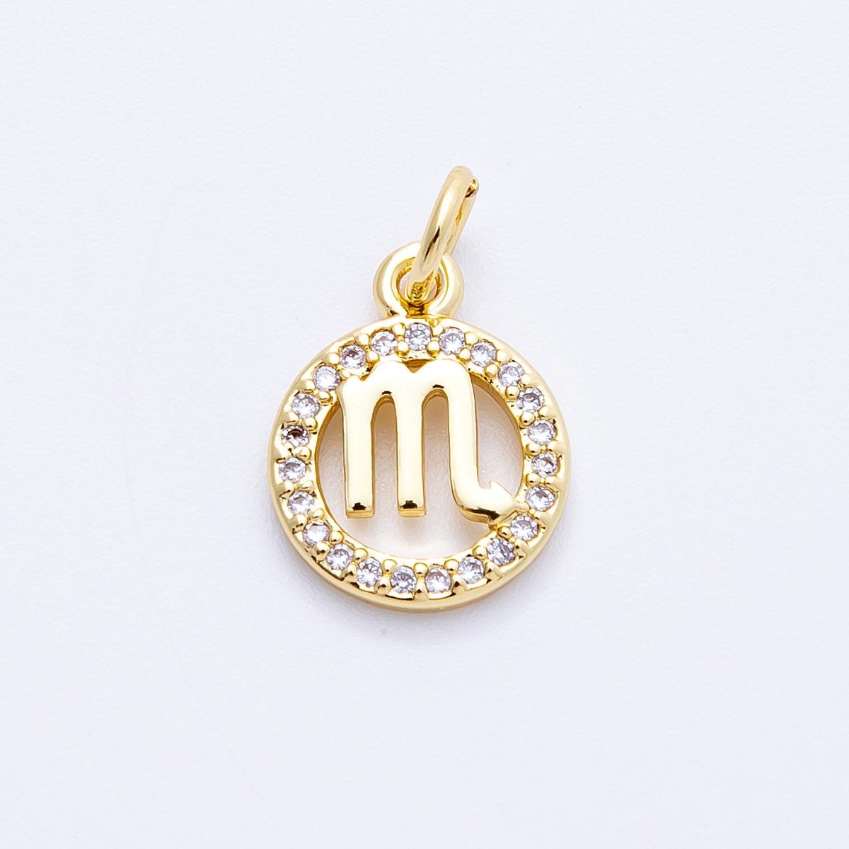 13.4mm small zodiac charms 16k gold filled charm astrological zodiac signs, zodiac symbols add on pendant earring horoscope | CHARMS-00234