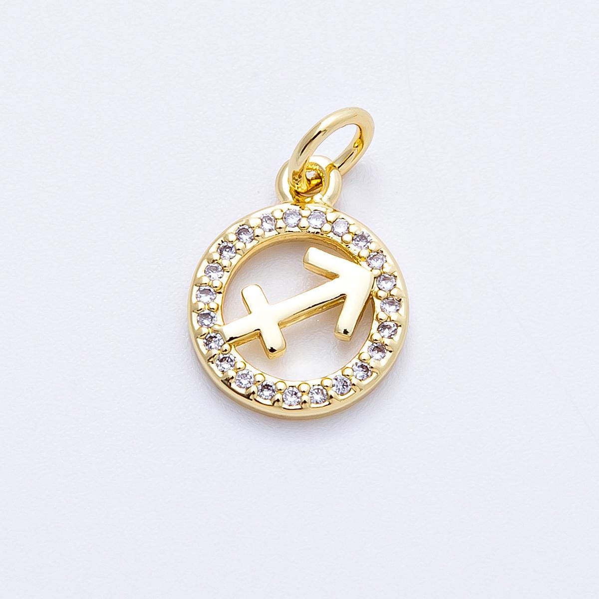 13.4mm small zodiac charms 16k gold filled charm astrological zodiac signs, zodiac symbols add on pendant earring horoscope | CHARMS-00234