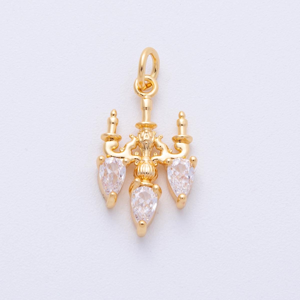 18k gold filled Chandelier Lamp charm small for Bracelet Necklace Castle jewelry inspired Charms-00117