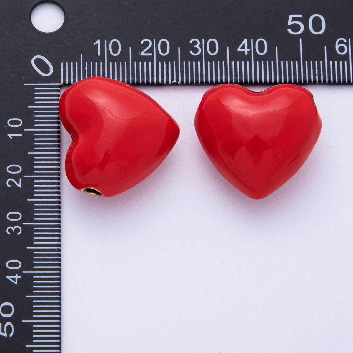 18K Gold Filled Red Heart Bead Slider Spacer Charm for Cord Necklace Making | Beads-00021