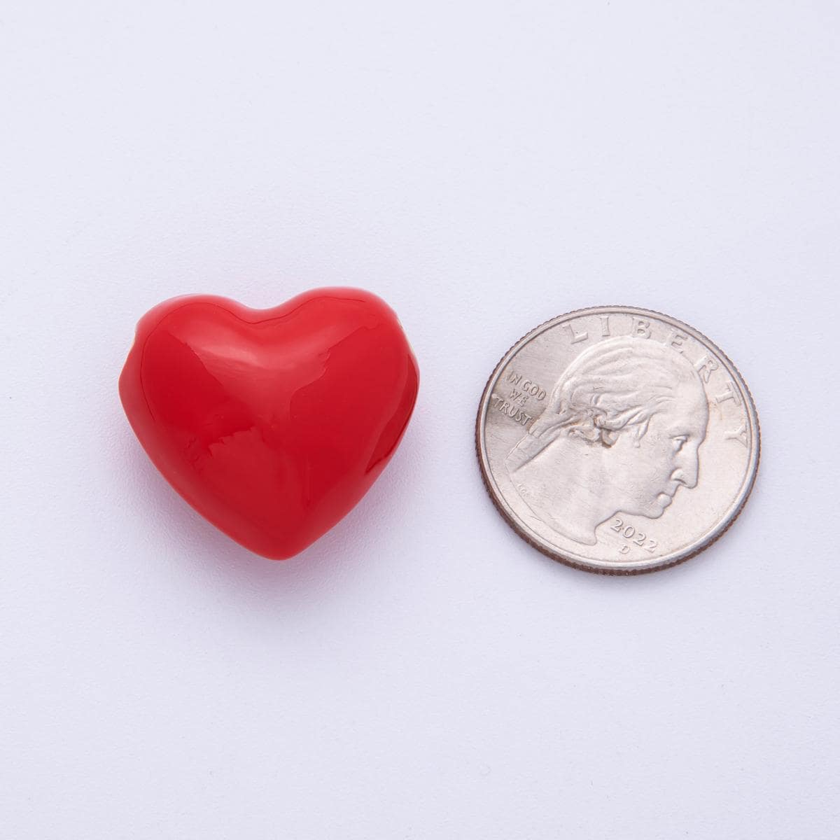 18K Gold Filled Red Heart Bead Slider Spacer Charm for Cord Necklace Making | Beads-00021