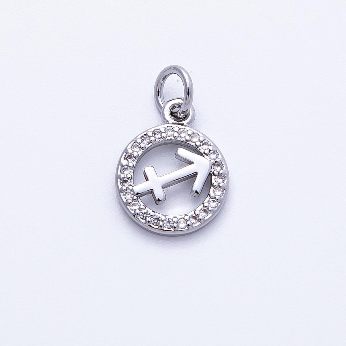 13.4mm small zodiac charms astrological zodiac signs, zodiac symbols add on pendant earring bracelet necklace horoscope | CHARMS-00235